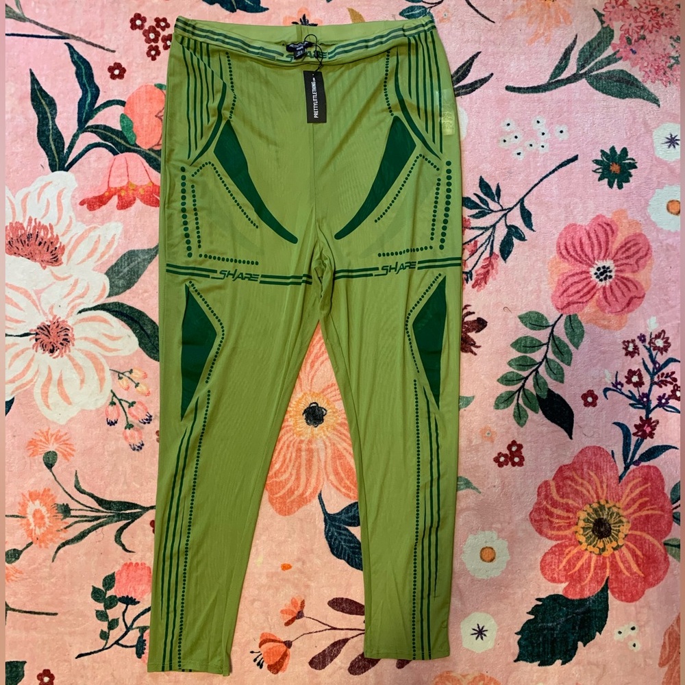 PrettyLittleThing Shape Olive Green Leggings see through
